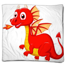 Cute Red Dragon Cartoon Blankets 58171881