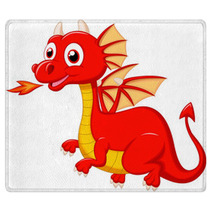 Cute Red Dragon Cartoon Rugs 58171881