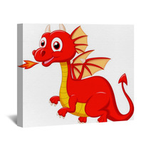 Cute Red Dragon Cartoon Wall Art 58171881