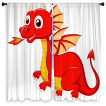 Cute Red Dragon Cartoon Window Curtains 58171881