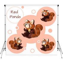 Cute Red Panda With Nuts Backdrops 96786844