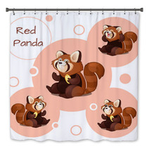 Cute Red Panda With Nuts Bath Decor 96786844