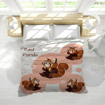 Cute Red Panda With Nuts Bedding 96786844