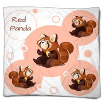 Cute Red Panda With Nuts Blankets 96786844