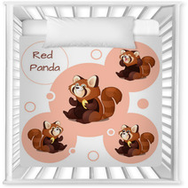 Cute Red Panda With Nuts Nursery Decor 96786844