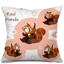 Cute Red Panda With Nuts Pillows 96786844