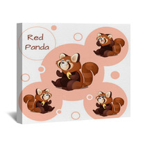Cute Red Panda With Nuts Wall Art 96786844