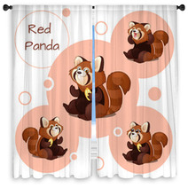Cute Red Panda With Nuts Window Curtains 96786844