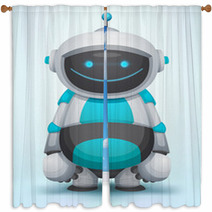 Cute Robot Window Curtains 48597043