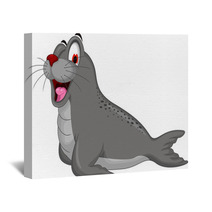 Cute Seal Cartoon Wall Art 80417318