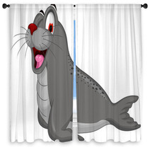 Cute Seal Cartoon Window Curtains 80417318