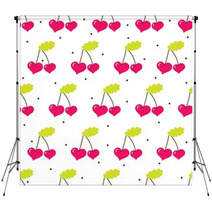 Cute Seamless Pattern With Cherry . Backdrops 61429121