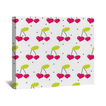 Cute Seamless Pattern With Cherry . Wall Art 61429121