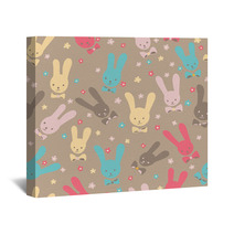 Cute Seamless Rabbits Wall Art 63894686