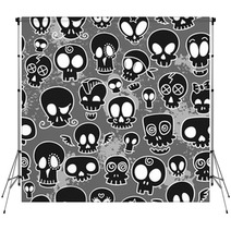 Cute Skulls Pattern Backdrops 107656014