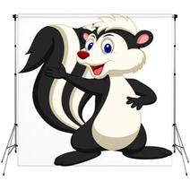 Cute Skunk Cartoon Waving Hand Backdrops 53417379
