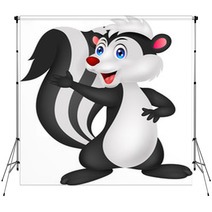 Cute Skunk Cartoon Waving Hand Backdrops 53968795