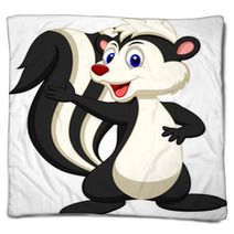 Cute Skunk Cartoon Waving Hand Blankets 53417379