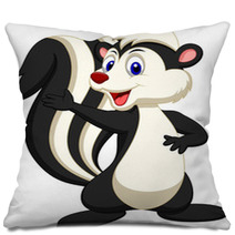 Cute Skunk Cartoon Waving Hand Pillows 53417379