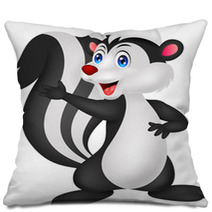 Cute Skunk Cartoon Waving Hand Pillows 53968795