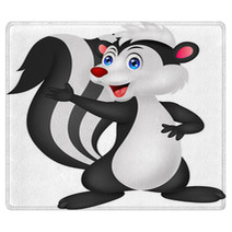 Cute Skunk Cartoon Waving Hand Rugs 53968795
