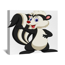 Cute Skunk Cartoon Waving Hand Wall Art 53417379