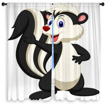 Cute Skunk Cartoon Waving Hand Window Curtains 53417379