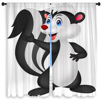 Cute Skunk Cartoon Waving Hand Window Curtains 53968795