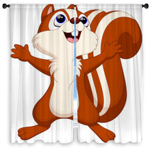 Cute Squirrel Cartoon Window Curtains 75210750