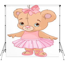 Cute Teddy Bear Ballerina Backdrops 43877354
