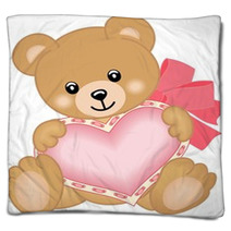 Cute Teddy Bear With Heart Blankets 45483374
