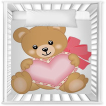 Cute Teddy Bear With Heart Nursery Decor 45483374