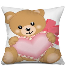 Cute Teddy Bear With Heart Pillows 45483374