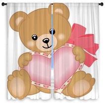 Cute Teddy Bear With Heart Window Curtains 45483374