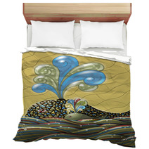Cute Unusual Cartoon Decorative Whale And Calf In The Sea Or Oce Bedding 117245416