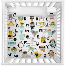 Cute Vector Zoo Alphabet Poster With Latin Letters And Cartoon Animals Set Of Kids Abc Elements In Scandinavian Style Nursery Decor 215552226
