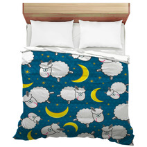 Cute White Sheeps At Night Seamless Pattern Bedding 45513454