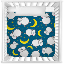 Cute White Sheeps At Night Seamless Pattern Nursery Decor 45513454