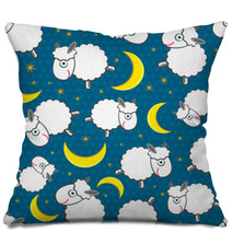 Cute White Sheeps At Night Seamless Pattern Pillows 45513454