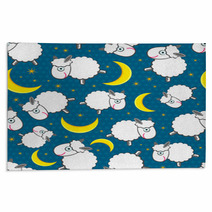 Cute White Sheeps At Night Seamless Pattern Rugs 45513454