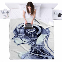 Cyborg, Robot, Androide Volto, 3d, Informatica, Computer Blankets 52957717