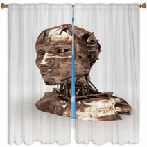 Cyborg, Robot, Androide Volto, 3d, Informatica, Computer Window Curtains 53050183