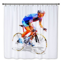 Cycling Abstract Geometrical Vector Road Cyclist On His Bike Bath Decor 117378004