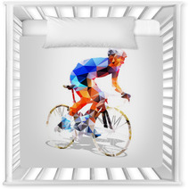 Cycling Abstract Geometrical Vector Road Cyclist On His Bike Nursery Decor 117378004