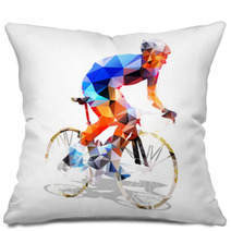 Cycling Abstract Geometrical Vector Road Cyclist On His Bike Pillows 117378004