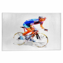 Cycling Abstract Geometrical Vector Road Cyclist On His Bike Rugs 117378004