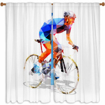 Cycling Abstract Geometrical Vector Road Cyclist On His Bike Window Curtains 117378004