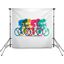 Cycling Race Stylized Background Cyclist Vector Silhouettes Backdrops 134831594