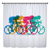Cycling Race Stylized Background Cyclist Vector Silhouettes Bath Decor 134831594