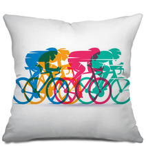 Cycling Race Stylized Background Cyclist Vector Silhouettes Pillows 134831594